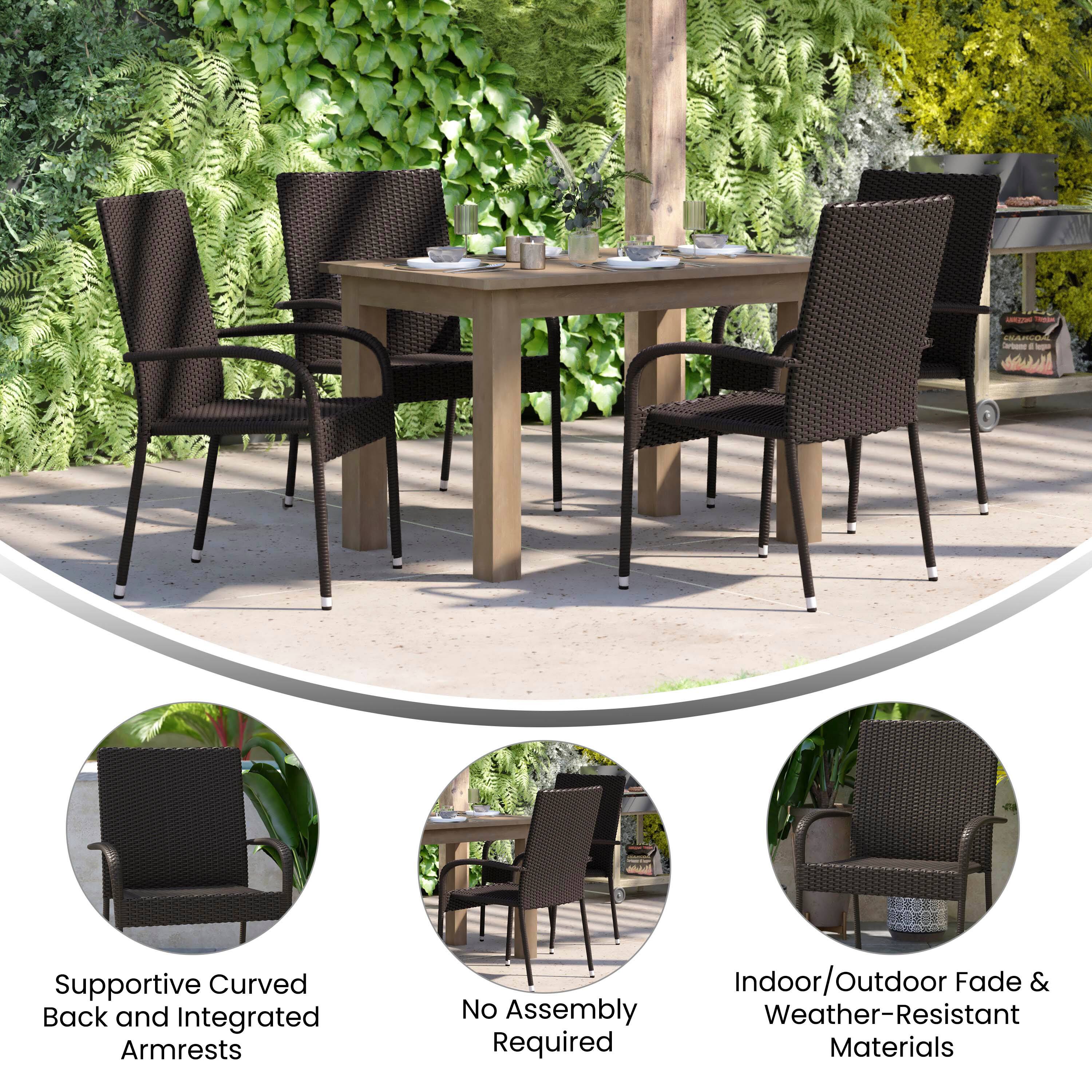 - SARLUE -  
- Supportive Curved Back and Integrated Armrests  
- Indoor/Outdoor Fade & Weather-Resistant Materials  
- No Assembly Required