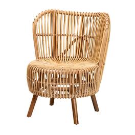 bali & pari - Nagoya Modern Bohemian Natural Rattan Wide Seat Lounge Chair - Natural Brown