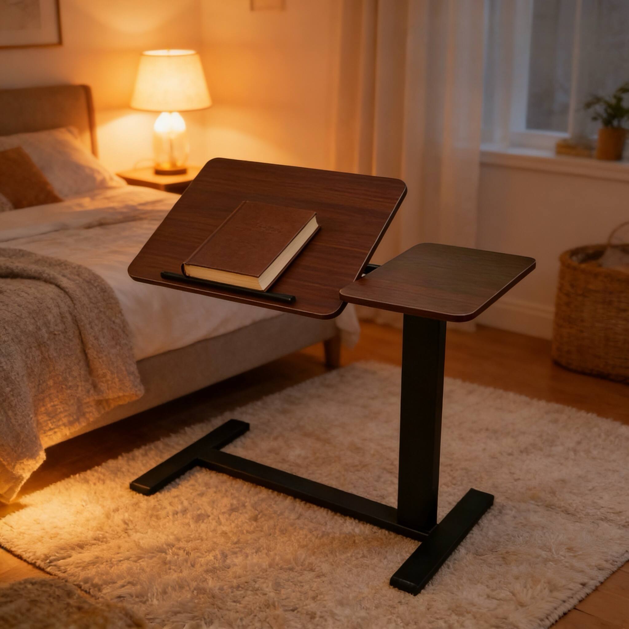 Alt View 6. Forest'nSky - Mobile Adiustable Standing Desk office Desk in Walnut - Walnut.