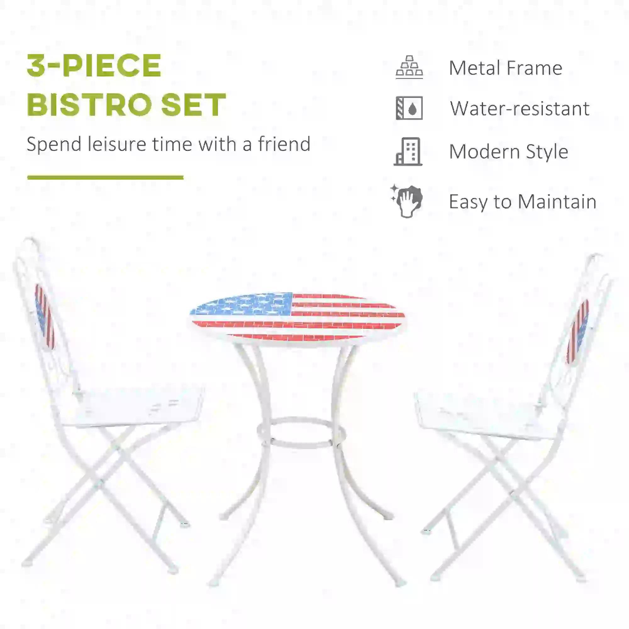 3-PIECE BISTRO SET  
Spend leisure time with a friend  

- Metal Frame  
- Water-resistant  
- Modern Style  
- Easy to Maintain