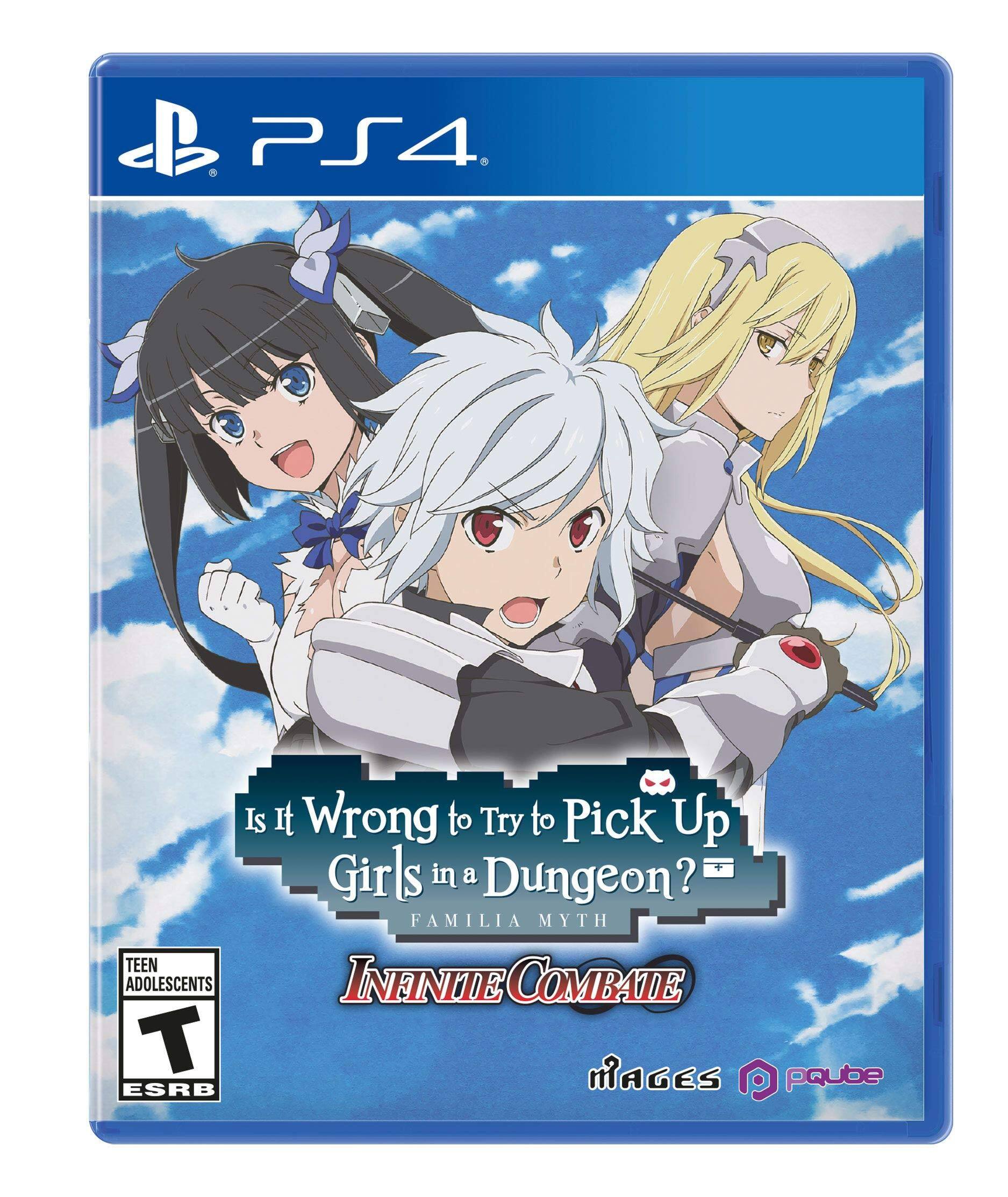 PS4  
Is It Wrong to Try to Pick Up Girls in a Dungeon?  
Familia Myth  
Infinite Combat  
Teen Adolscents  
ESRB T  
MAGES  
PQube