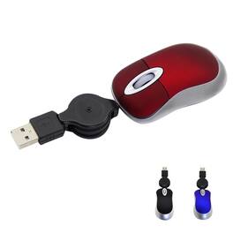 HM 1810 - Mouse Small Retractable Cable Mini Optical 1600dpi Travel For Portable Corded Mice Laptop Office Home Computer - Wired - Red