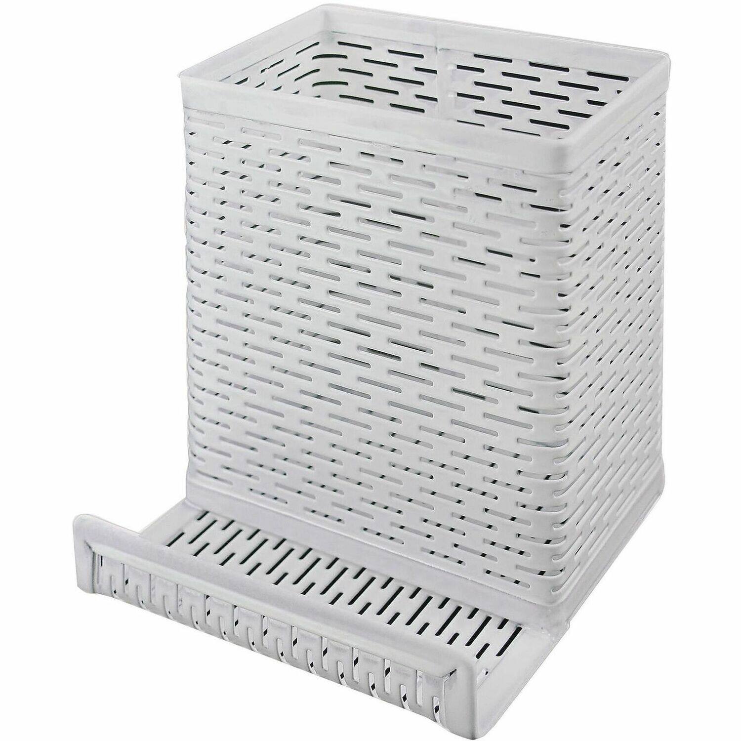 Front. Artistic - Artistic Urban Collection Pencil Cup With Phone Stand 4" Height x 3.5" Width x 3.5" Depth Metal  1 / Each - White.