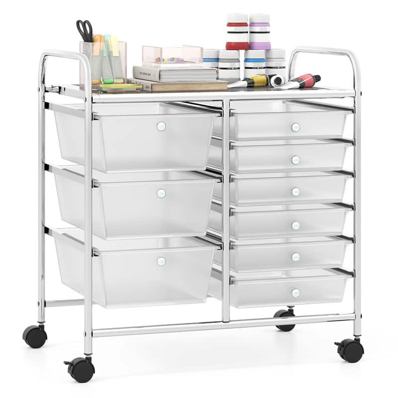 WELLFOR - 9-Drawer Utility Rolling Storage Cart with Metal Tabletop &Metal Frame,Drawer Organizer for Craft Office School Storage - Transparent price history on PriceWatchPro