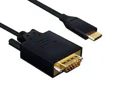 Front. Cable Leader - USB-C to VGA Cable, 1080p Full HD Video for Laptop, Tablet, Phone to Old Monitor, Projector - Black.
