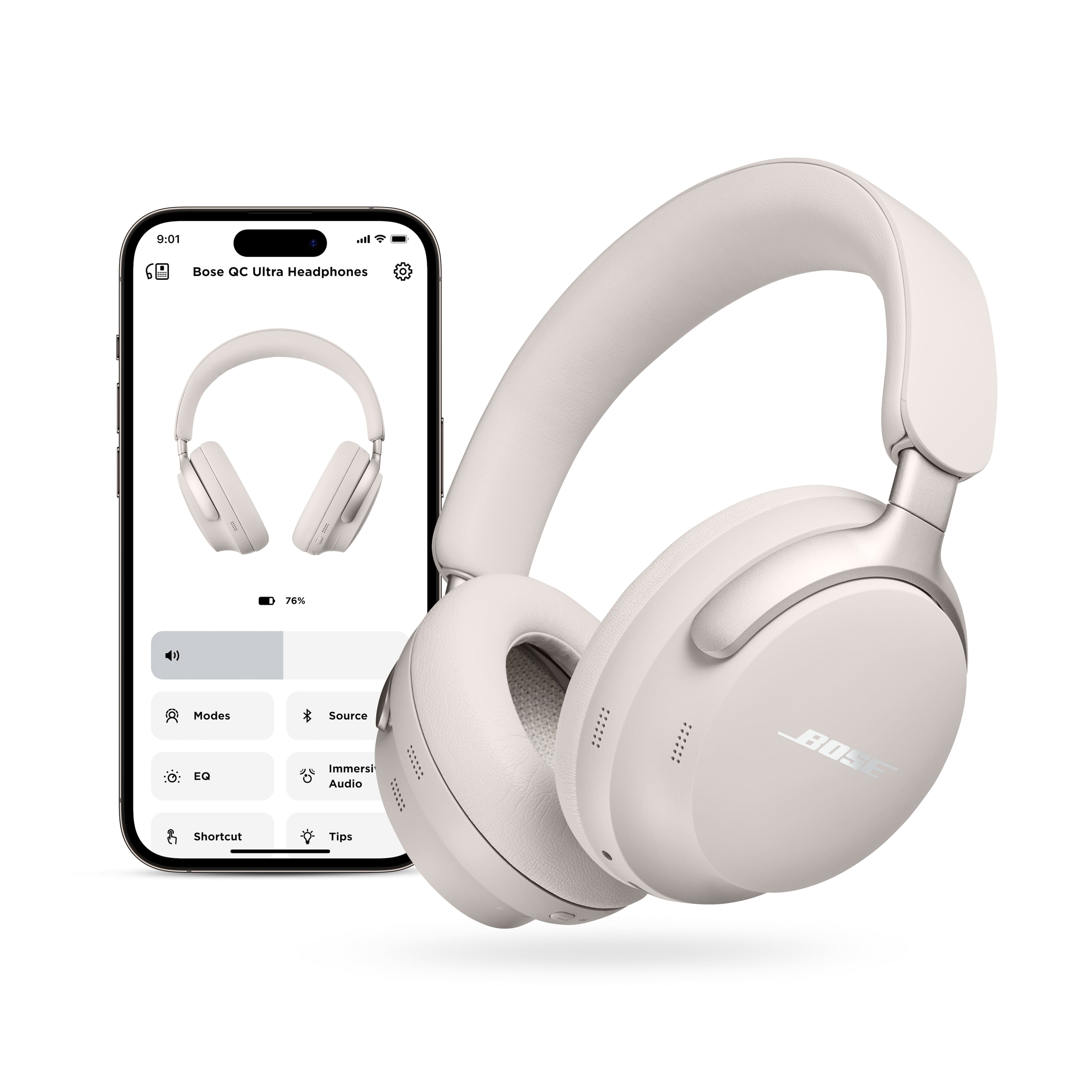 Alt View 11. Bose - QuietComfort Ultra Wireless Noise Cancelling Over-the-Ear Headphones - White Smoke.