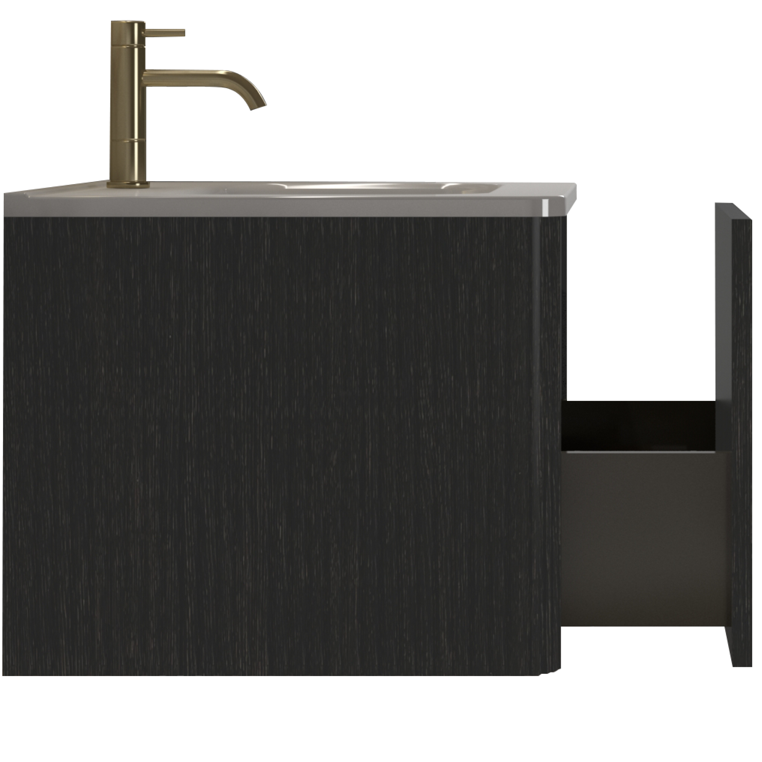 Alt View 5. ELEMENT ACE - Modern Floating Bathroom Vanity with Integrated Ceramic Sink and Spacious Storage - Black.