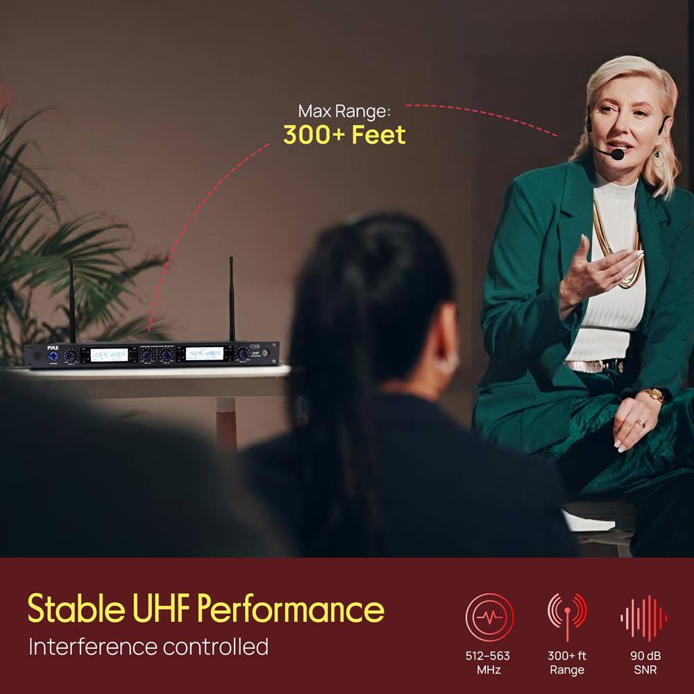 Max Range: 300+ Feet  
Stable UHF Performance  
Interference controlled  
512-563 MHz  
300+ ft Range  
90 dB SNR