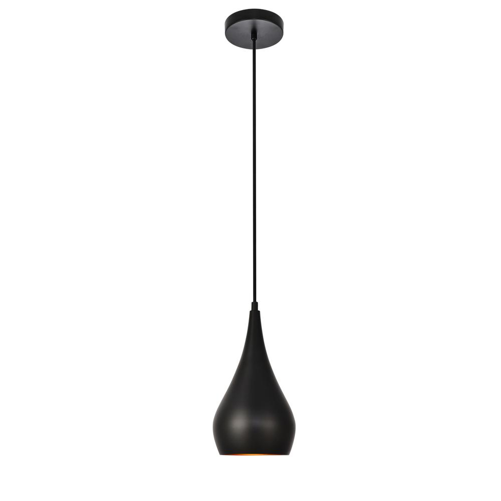 Alt View 2. Living District - Nora Collection Pendant D6in H11.5in Lt:1 Black finish - Black.