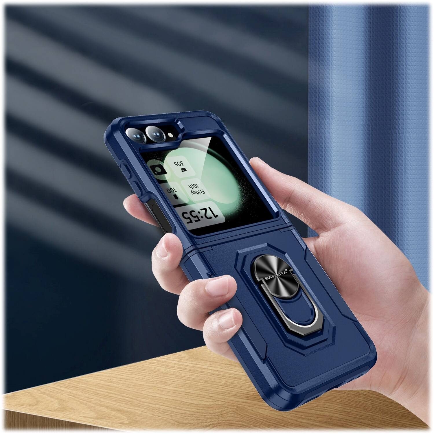 The text on the image is "305 D 18th 100 12:55 BAHARA RA SAP." This text is likely a location or address, with the numbers "305" and "18th" representing the street number and the street name, respectively. The "100" could be a reference to a specific floor or level, and "12:55" might be the time of day. The last word, "BAHARA RA SAP," could be a name or a description of the location.