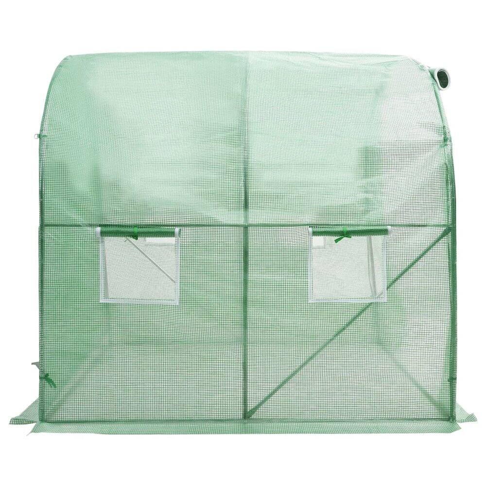 Back. vidaXL - vidaXL Greenhouse Green Galvanized steel, PE mesh fabric Medium - Green.