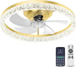 Nordic Hygge - Low Profile Ceiling Fan with Light and Remote 20 Inch Flush Mount Ceiling Fan Nickel