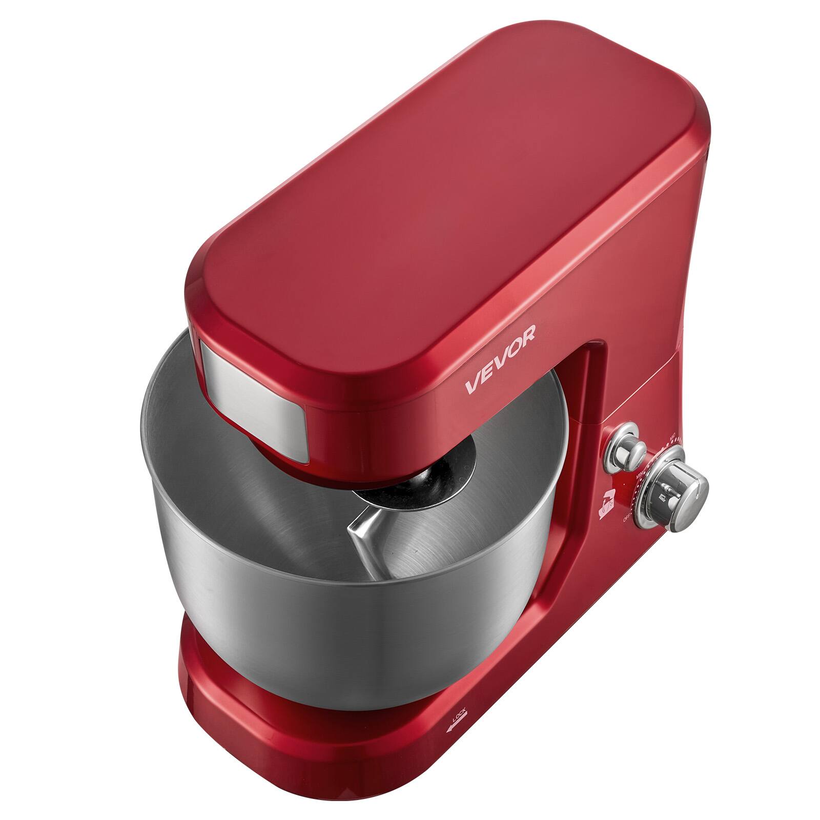 Alt View 5. VEVOR - 5.3+4.2 Qt Tilt Head Stand Mixer 400W Electric Dough Mixer, 3 Speeds Food Kitchen Mixer with Stainless Steel Bowl - Red;Silver.