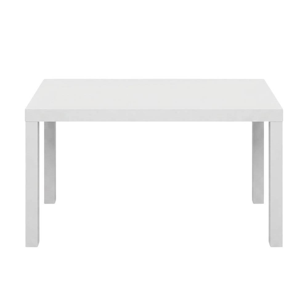 Back. FurniFact - White Rectangle Coffee Table with 2 Side Tables - White.