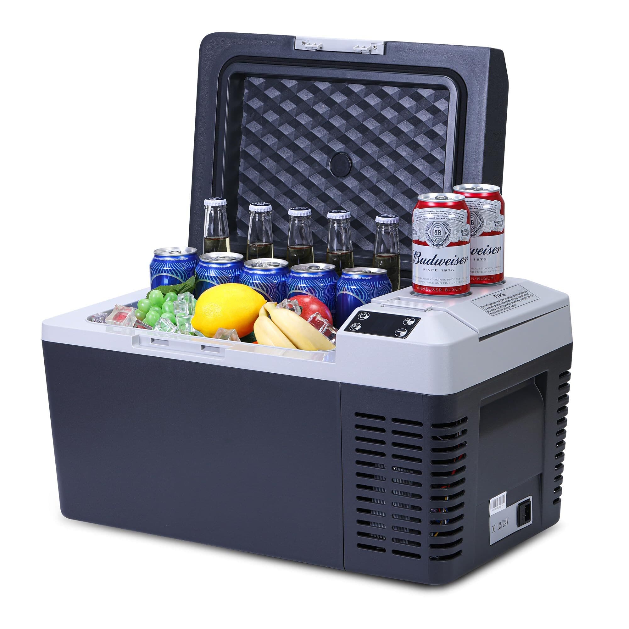 Acekool - 21QT 12V Car Refrigerator - Portable Fridge Cooler (-7.6℉~50℉)Low Power Fast Cooling Battery Protection Dual-Use - Black