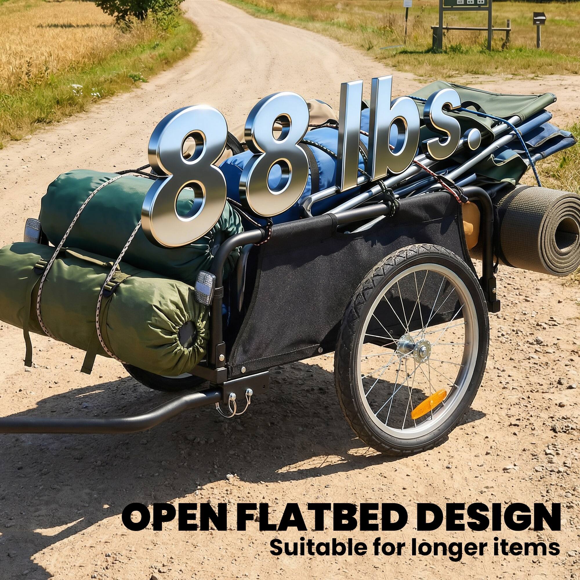 88 lbs.  
OPEN FLATBED DESIGN  
Suitable for longer items