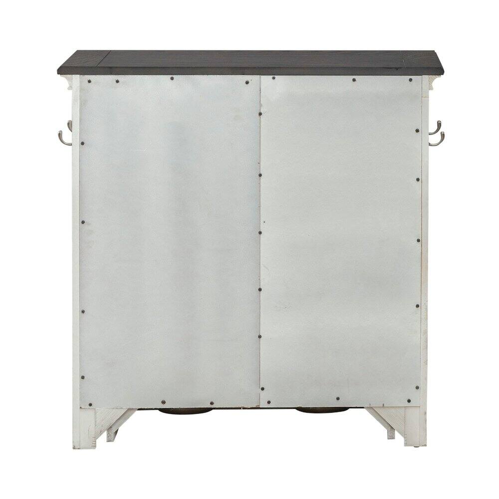 Left. Liberty Furniture Industries - Cabinet Cottage Home Storage Pet Food Bowl Drawer - White w/ Charcoal Tops - Wirebrushed White W/ Charcoal Tops.