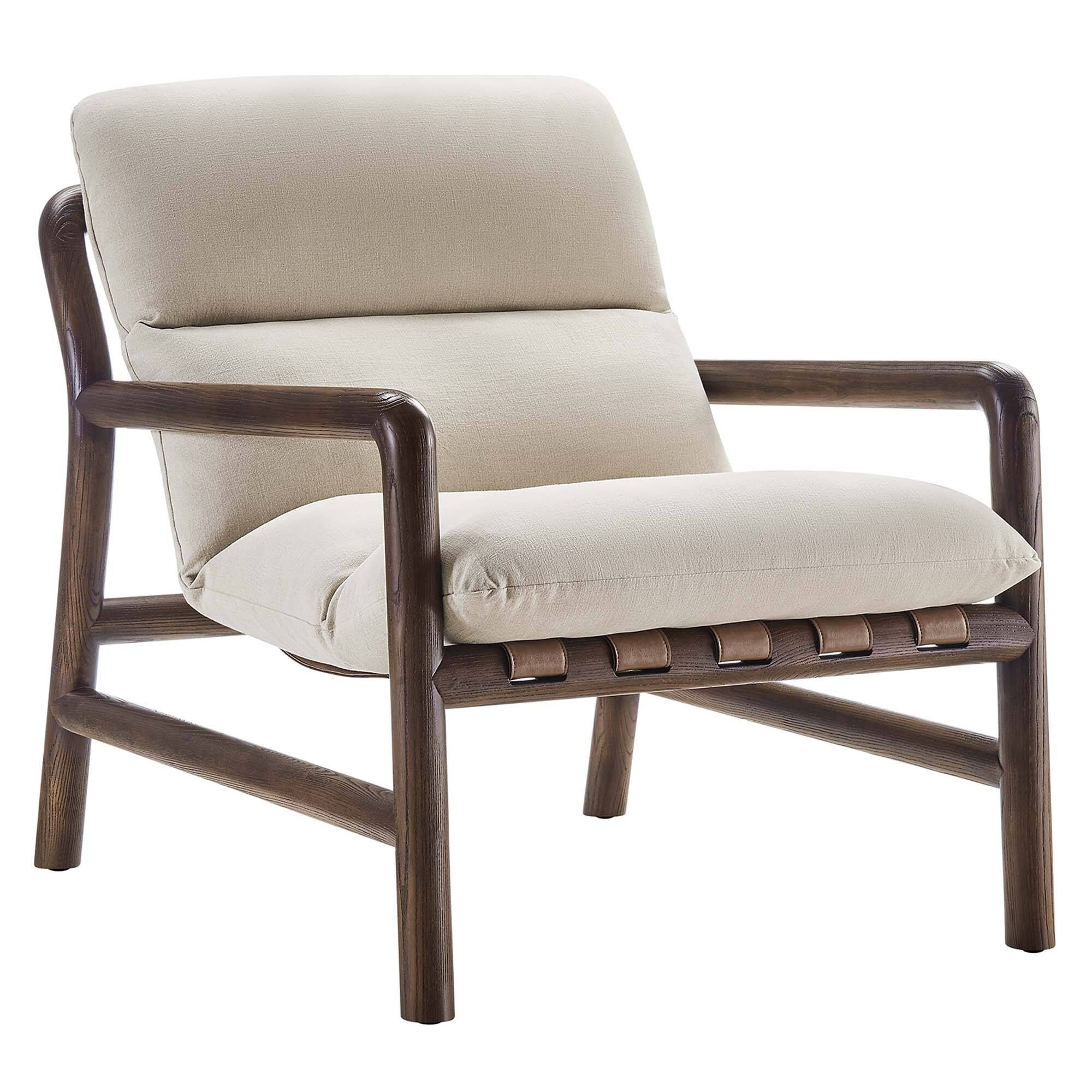 Angle. Modway - Paxton Wood Sling Chair by Modway - Dune Fabric Walnut.