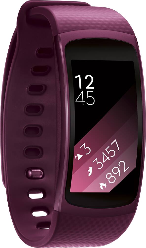 Angle. Samsung - Geek Squad Certified Refurbished Gear Fit2 Fitness Watch + Heart Rate (Small) - Pink.