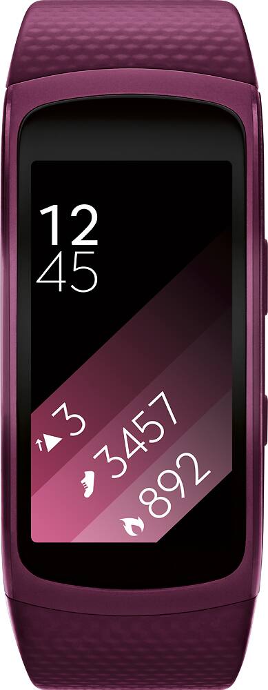 Front. Samsung - Geek Squad Certified Refurbished Gear Fit2 Fitness Watch + Heart Rate (Small) - Pink.