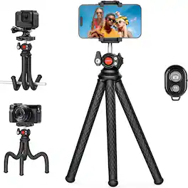 Schertz - Mini Flexible Phone Tripod with Wireless Remote, Portable Camera Tripod for iPhone, Android & Vlogging