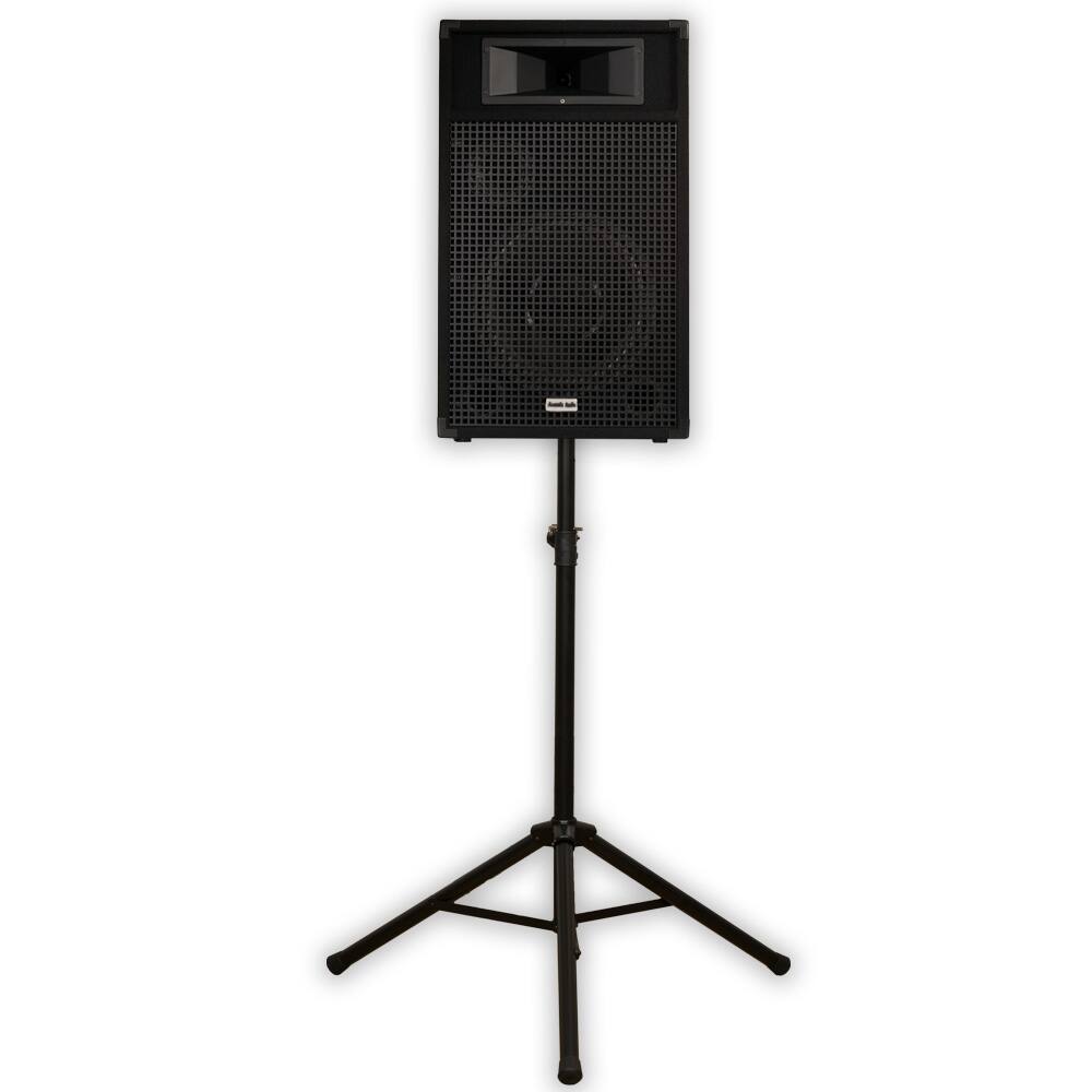 Front. Acoustic Audio by Goldwood - BR12 Passive 12" Speaker and Stand 3-Way DJ PA Karaoke Band Monitor - Black.