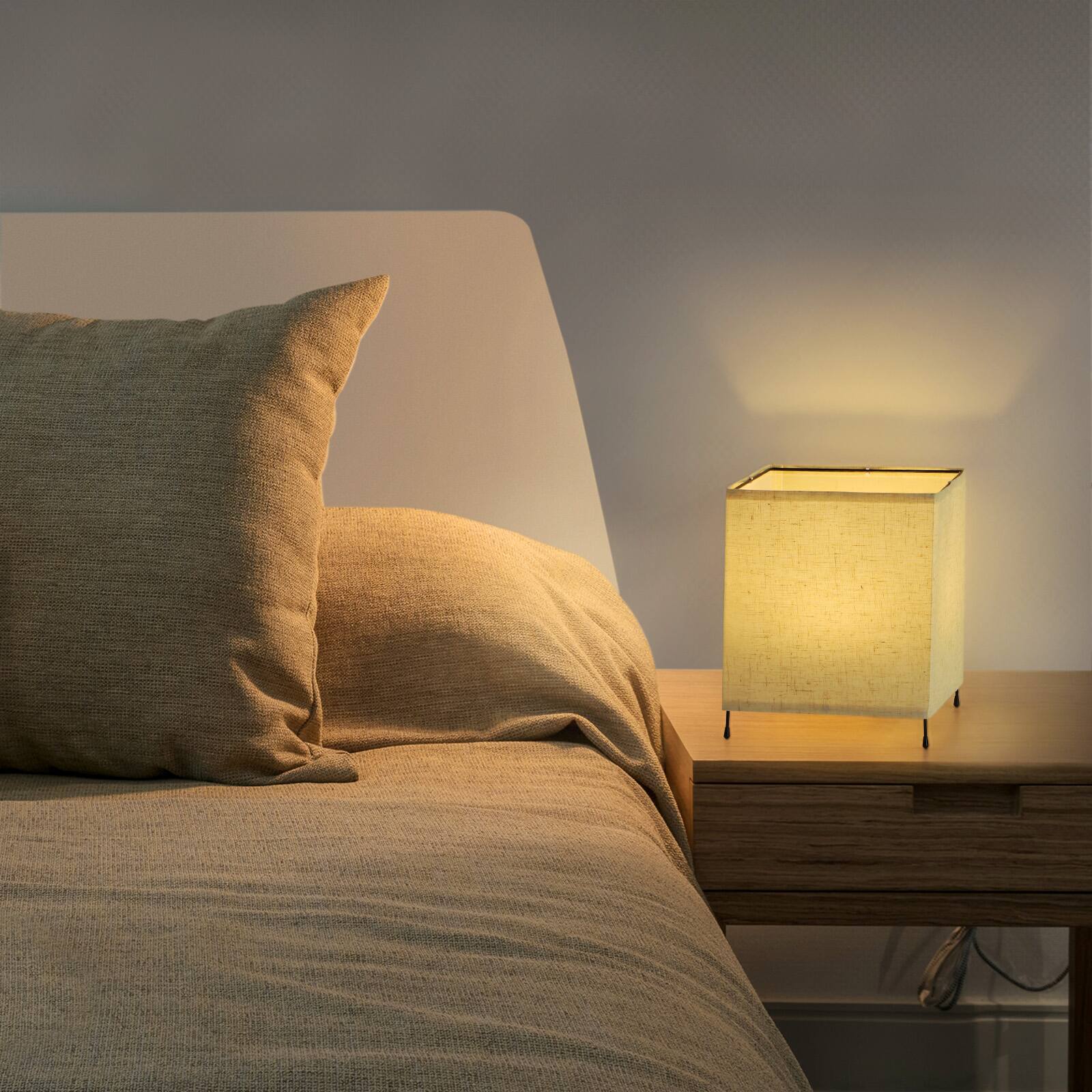 Alt View 1. Oumilen - 2-Pack Minimalist Square Nightstand Lamps with Remote - 12-Color RGB Linen Shade Lamps for Bedroom & Living Room.