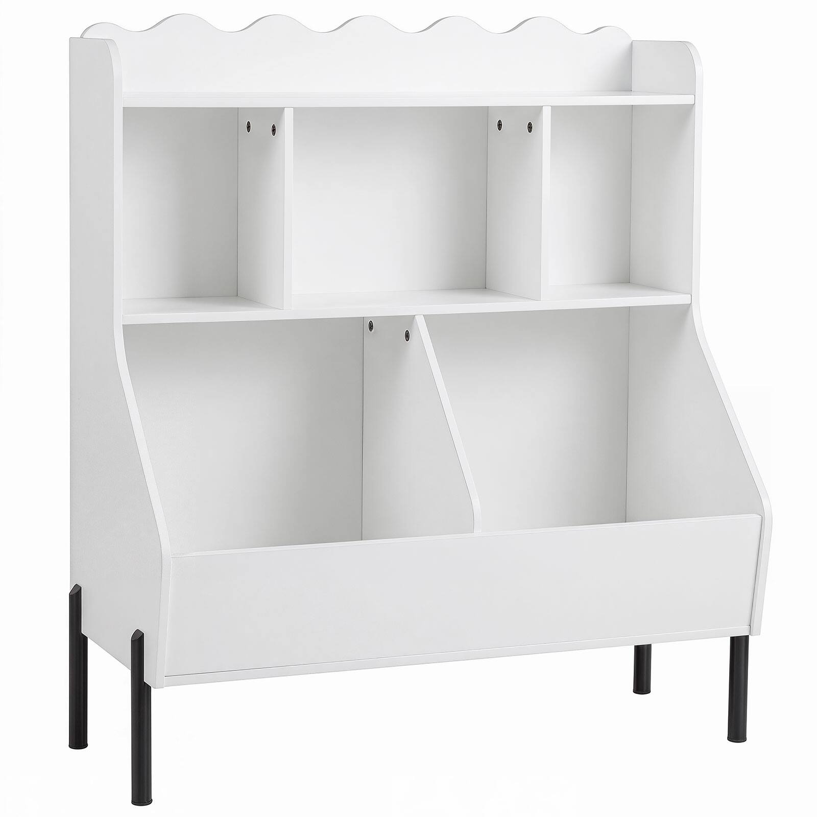 Alt View 9. Costway - Costway Kids Toy Storage Organizer with 5 Storage Cubes, Toddler Storage Cabinet for Home - White.