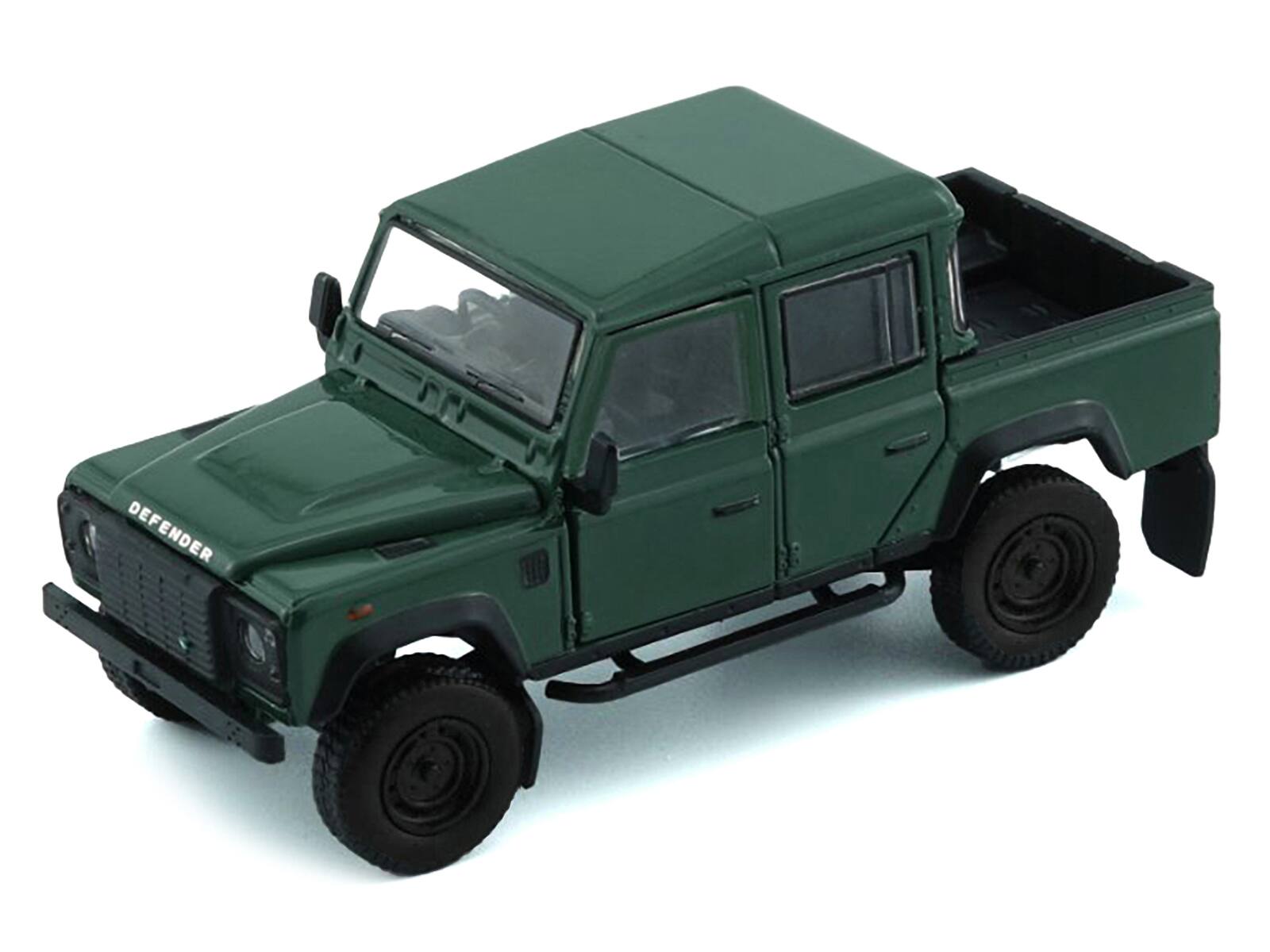 Alt View 1. BM Creations - Land Rover Defender 110 Pickup Truck Green with Extra Wheels 1/64 Diecast Model Car by BM Creations.
