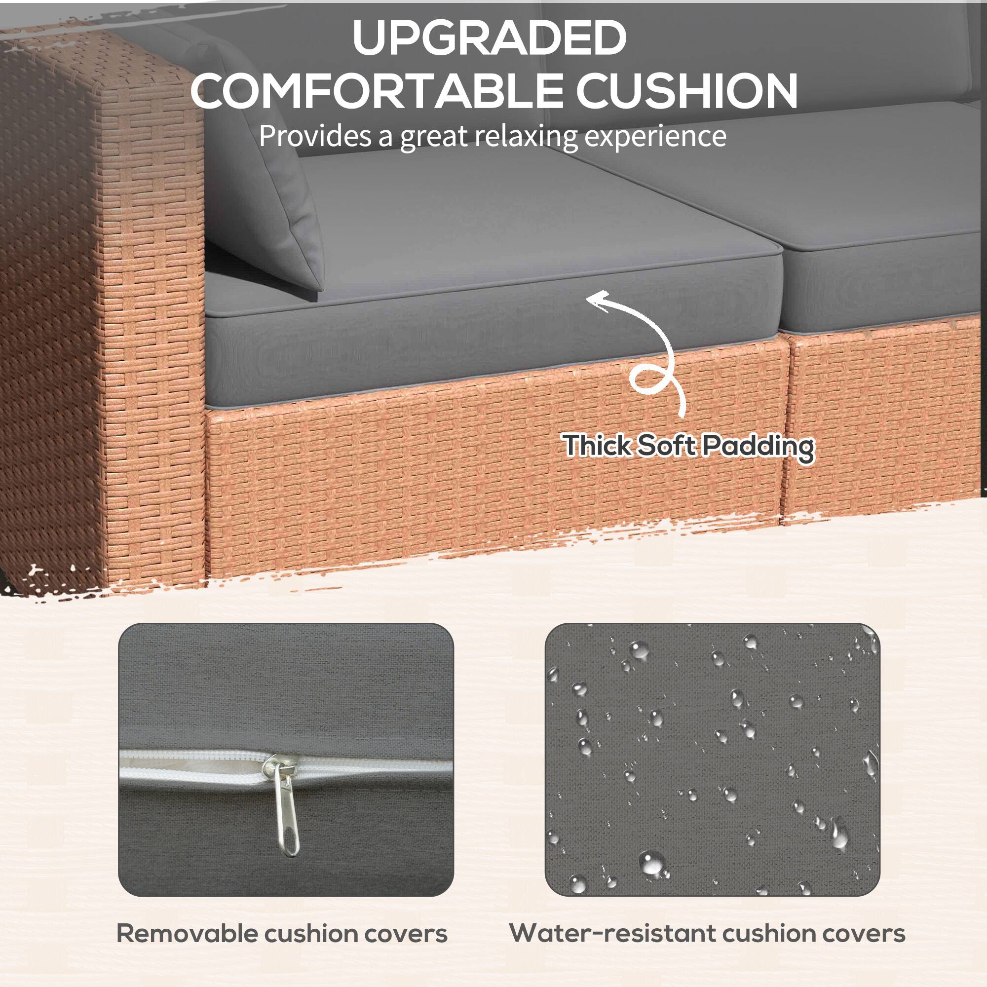 UPGRADED COMFORTABLE CUSHION
Provides a great relaxing experience
Thick Soft Padding
Removable cushion covers
Water-resistant cushion covers