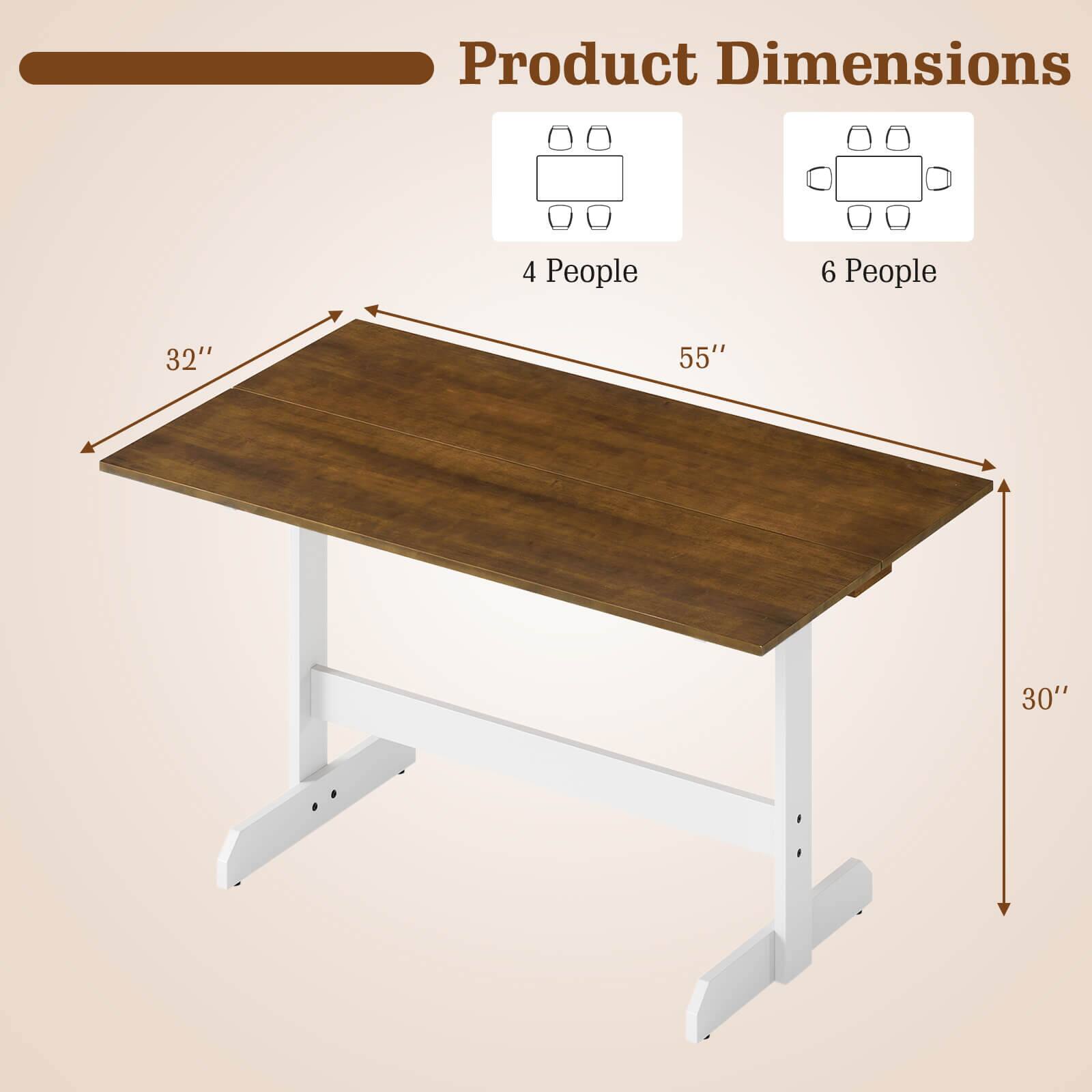 Product Dimensions  
4 People  
6 People  
32" x 55" x 30"