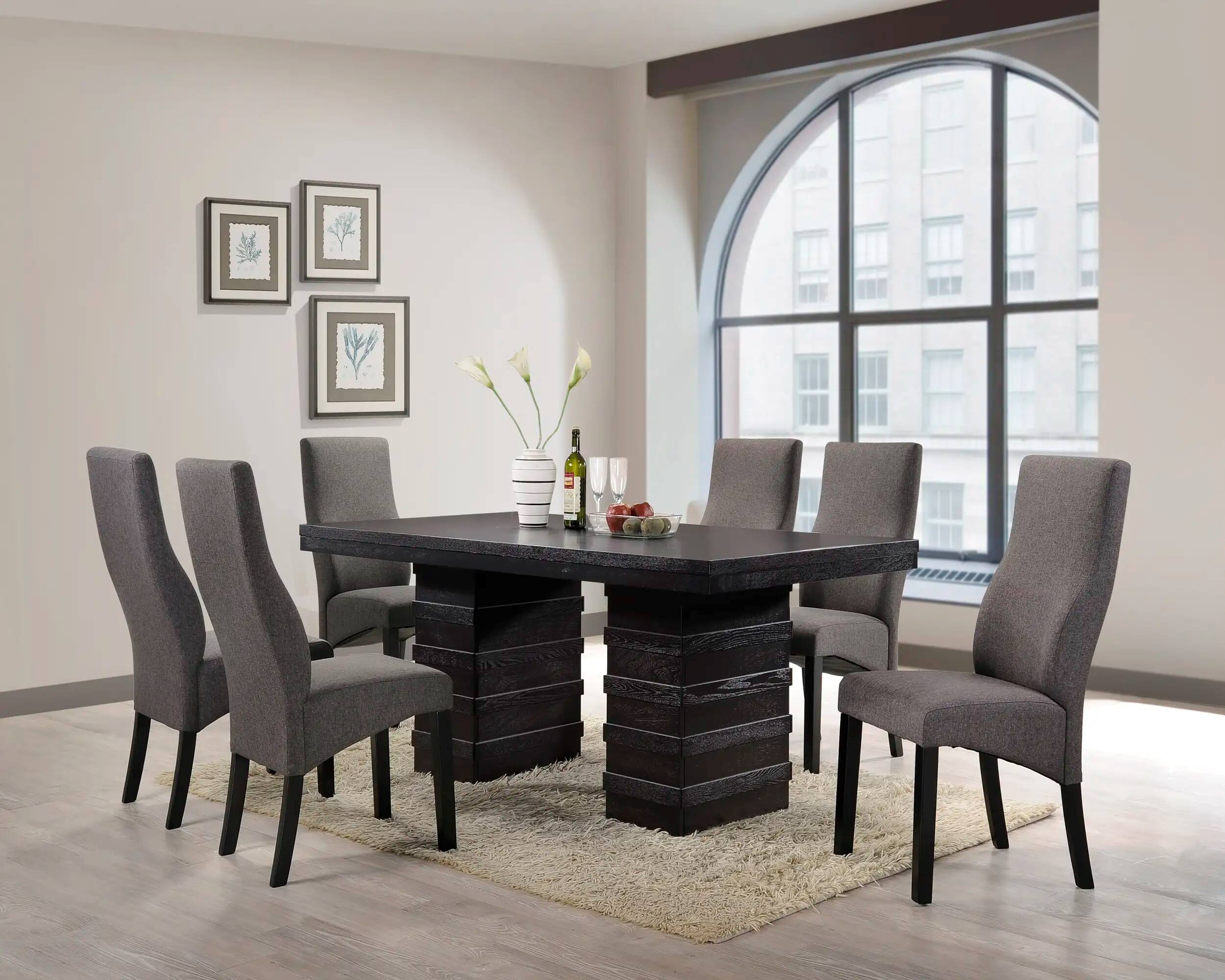 Angle. Kings Brand Furniture - Contemporary Dining Chairs Solid Wood, Upholstered Seats and Cappuccino Finish - Gray / Cappuccino Legs.