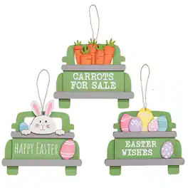 BreeBe - Happy Easter Wooden Pickup Truck Hanger - 3 Asstd - Multicolor