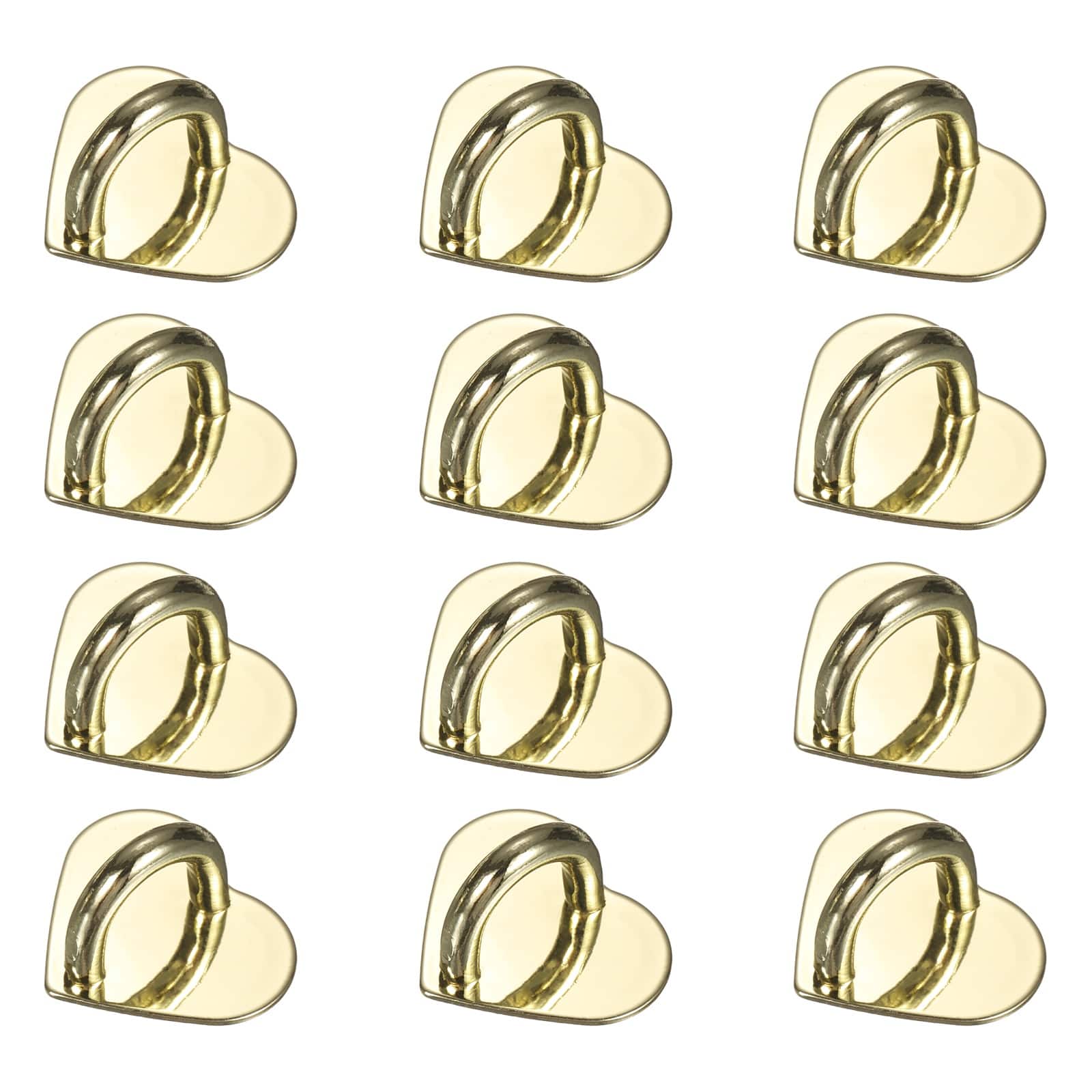 Unique Bargains - Metal Phone Charm Hook 0.8", 12pcs Adhesive Heart Shaped Finger Grip for Smartphones Keychain Tablet Case Accessories - Gold