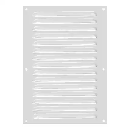 Front. Unique Bargains - 14"x10" Aluminum Vent Cover, Screen Air Grille Ventilation Cover HVAC Louvered Grill Built-in Mesh for Home - Silver.
