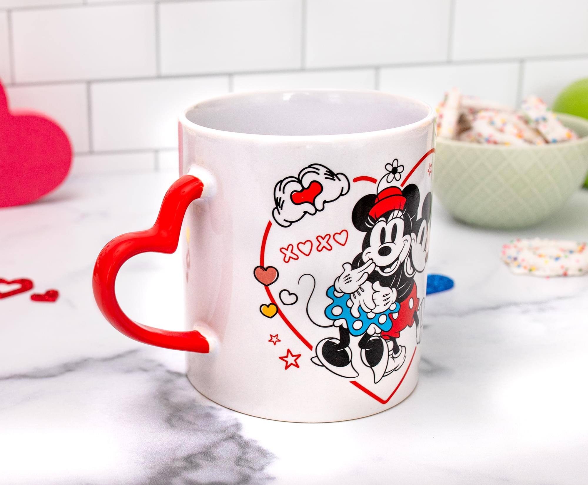 Alt View 2. Disney - Disney Mickey and Minnie Mouse Icons 20-Ounce Ceramic Mug With Sculpted Handle - Red.