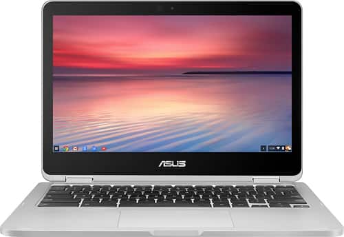 Asus - Flip C302CA 12.5" Touch-Screen Chromebook - Intel Pentium - 4GB Memory - 32GB eMMC Flash Memory - Silver - Larger Front
