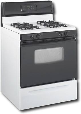 Angle Standard. Frigidaire - Freestanding Gas Range - White with black accents.