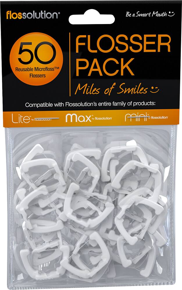 Angle. Flossolution - Microflossers (50-Pack) - Orange/White.