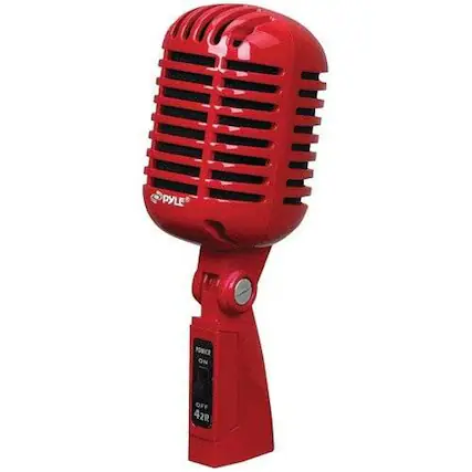 Front. PYLE - Pro Classic Retro Unidirectional Dynamic Microphone - Red.