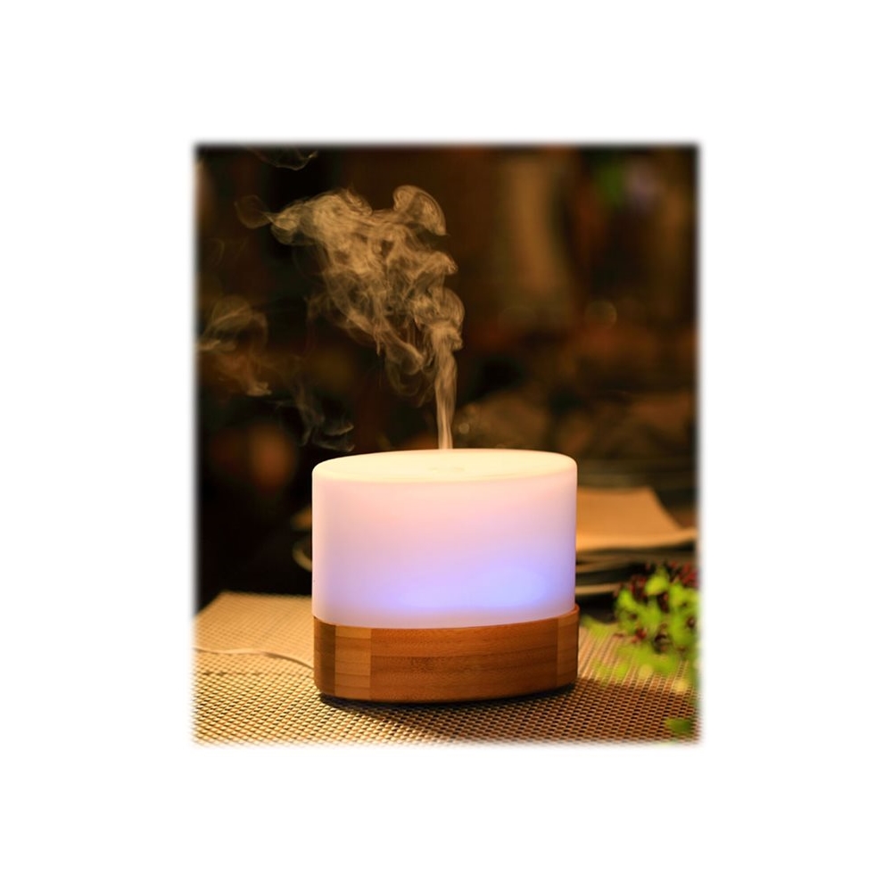 Left View: Ultrasonic Aroma Diffuser/Humidifier with Bamboo Base