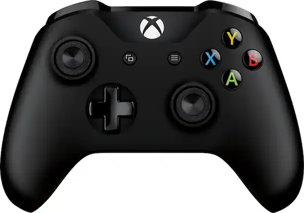 Front. Microsoft - Gaming Controller with Cable for Windows/PC, Xbox One, Xbox Series X, and Xbox Series S - Black.