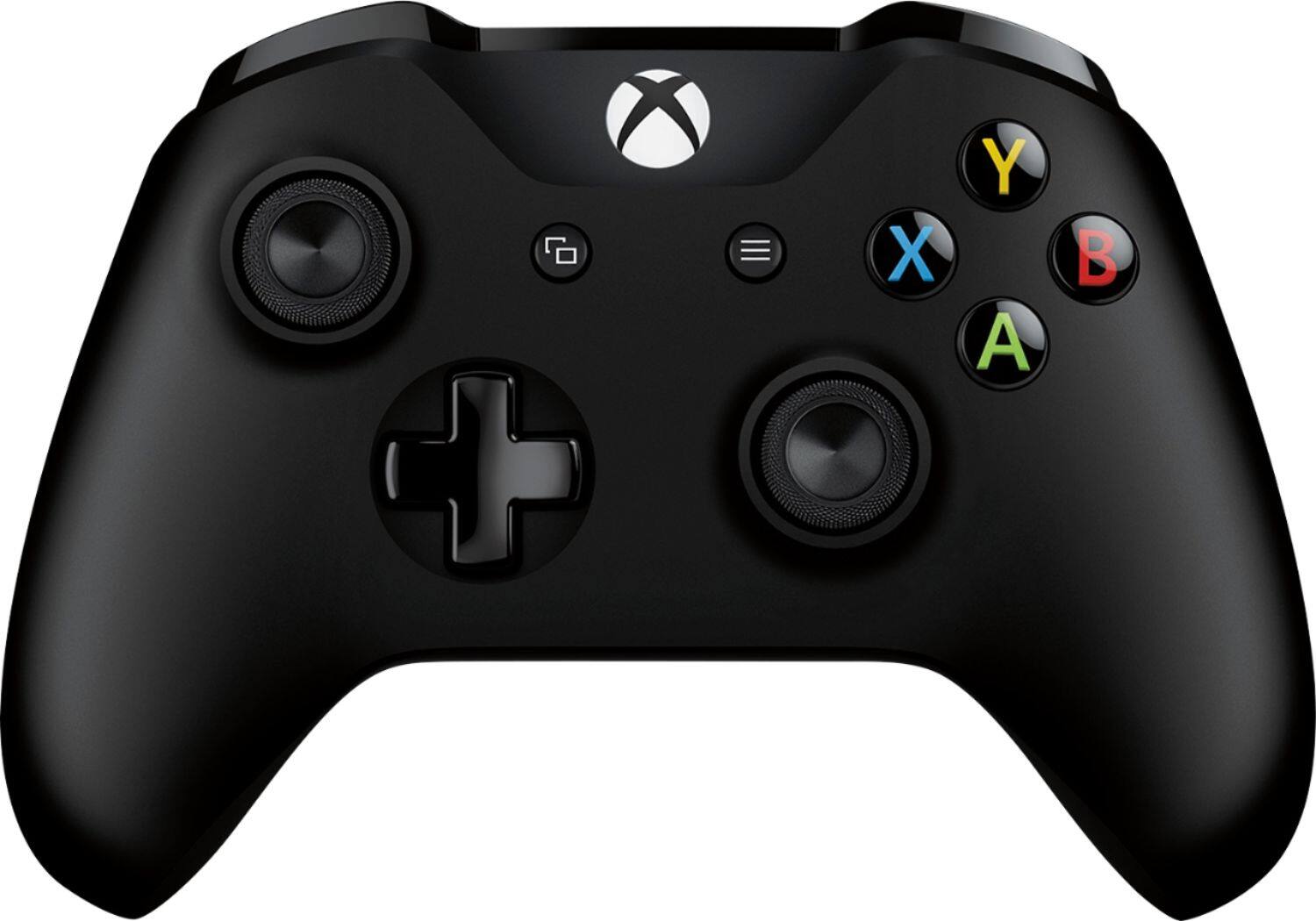 Front. Microsoft - Gaming Controller with Cable for Windows/PC, Xbox One, Xbox Series X, and Xbox Series S - Black.