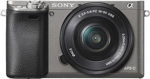Sony - Alpha a6000 Mirrorless Camera with E PZ 16-50mm f3.5-5.6 OSS Lens - Graphite Gray - Larger Front