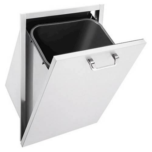 Angle. Sedona By Lynx - Built-In 18" Outdoor Trash Center - Silver.