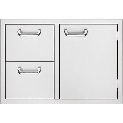 Angle. Sedona By Lynx - 30" Double Drawer and Access Door Combo for Outdoor Kitchen - Silver.