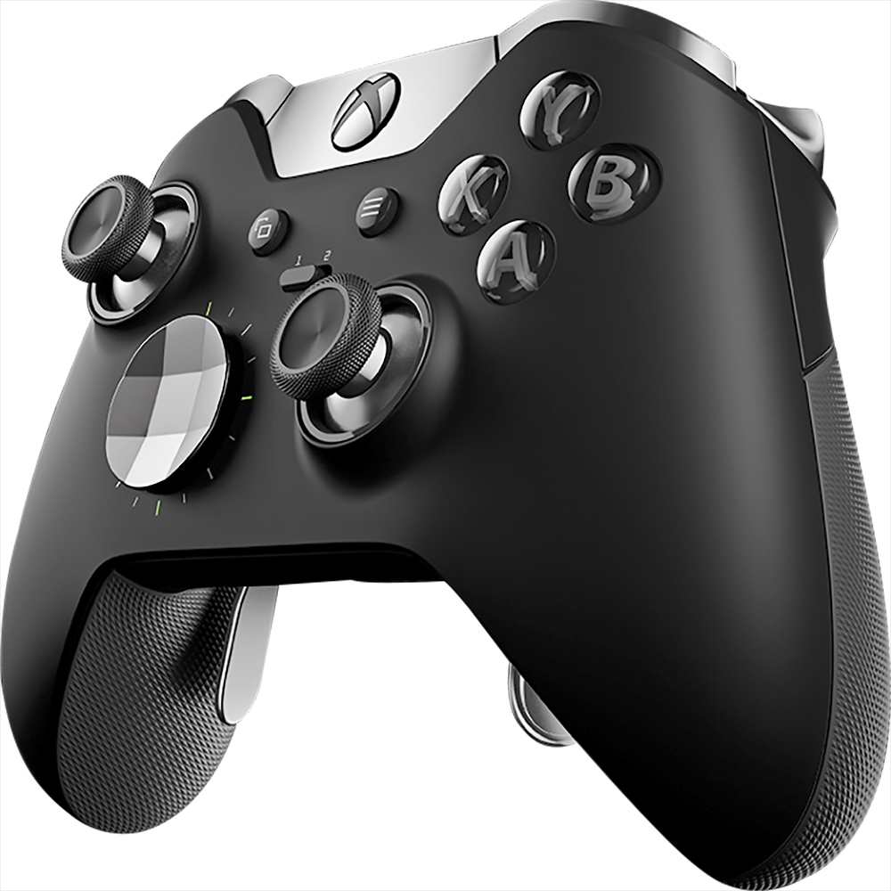 Left View: Microsoft - Geek Squad Certified Refurbished Xbox Elite Wireless Controller for Xbox One - Black