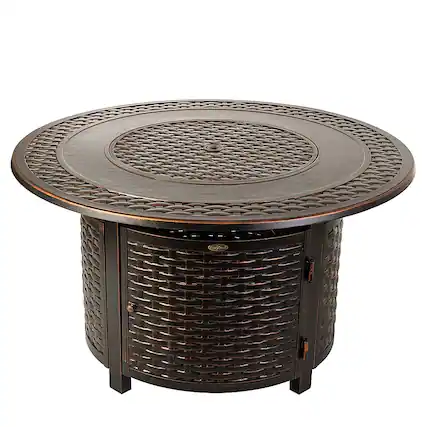 Front. Fire Sense - Bellante Woven Cast Fire Pit - Bronze.