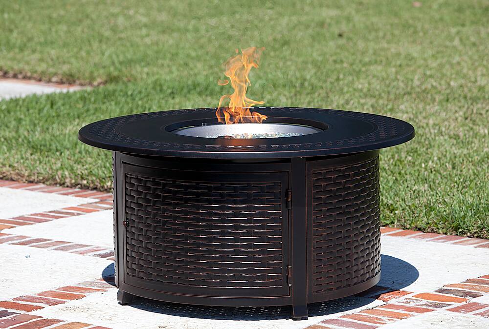 Alt View 12. Fire Sense - Bellante Woven Cast Fire Pit - Bronze.