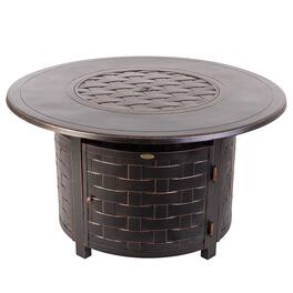Fire Sense - Perissa Basketweave Aluminum Convertible Gas Fire Pit Table 55,000 BTU Multi-Functional Outdoor - Round - 44" - Antique Bronze